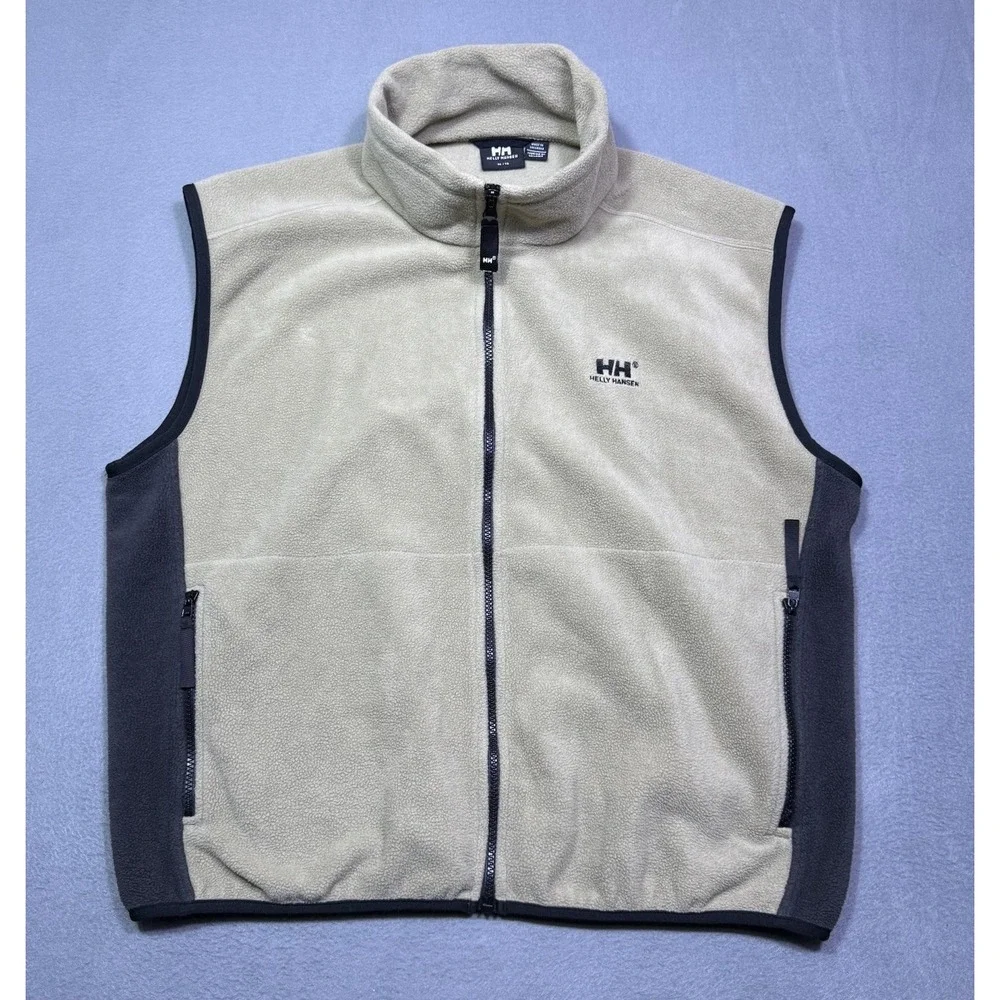 Helly Hanson Vest Mens XL Beige Fleece Full Zip Gorpcore